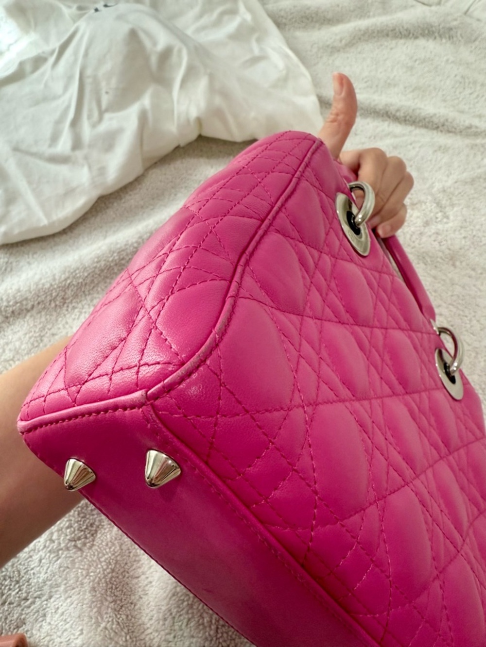 Lady Dior Cannage Bag – Hot Pink Lambskin, Silver Hardware - Picture 11 of 15